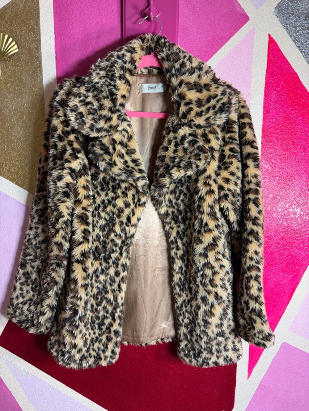 Camee Leopard Print Teddy Coat - Women - Tan/Black